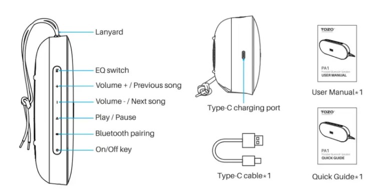 TOZO PA1 Portable Bluetooth Speaker (1)