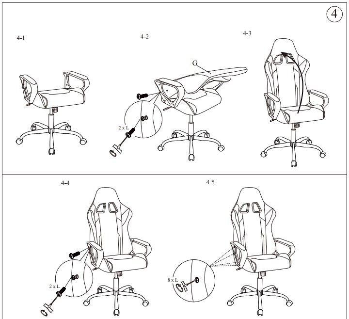 BestOffice High-Back Gaming Chair Assembly (4)