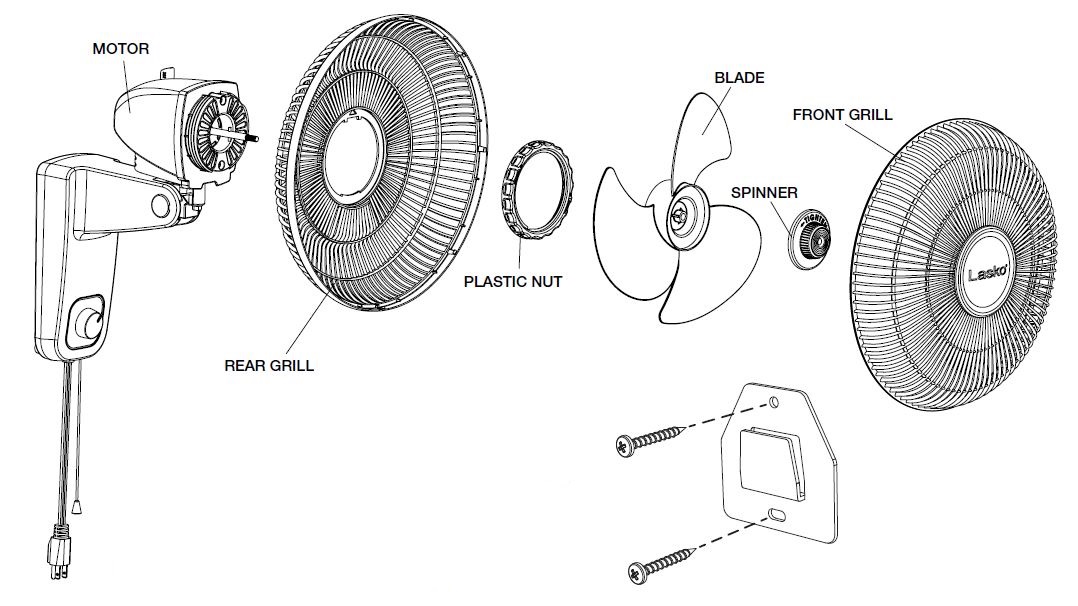 Lasko M12900 12-inch Wallmount Oscillating Fan fig-2