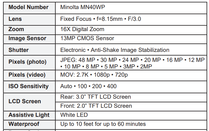 Minolta MN40WP 48 MP Dual Screen Digital Camera-fig 17