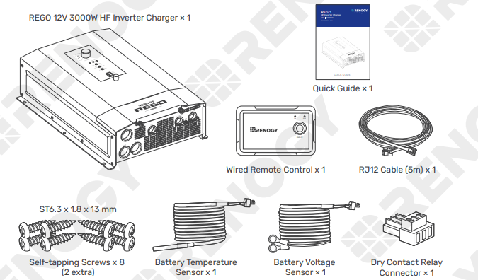 Renogy REGO 3000W 12V Pure Sine Wave HF Inverter Charger User Manual -1