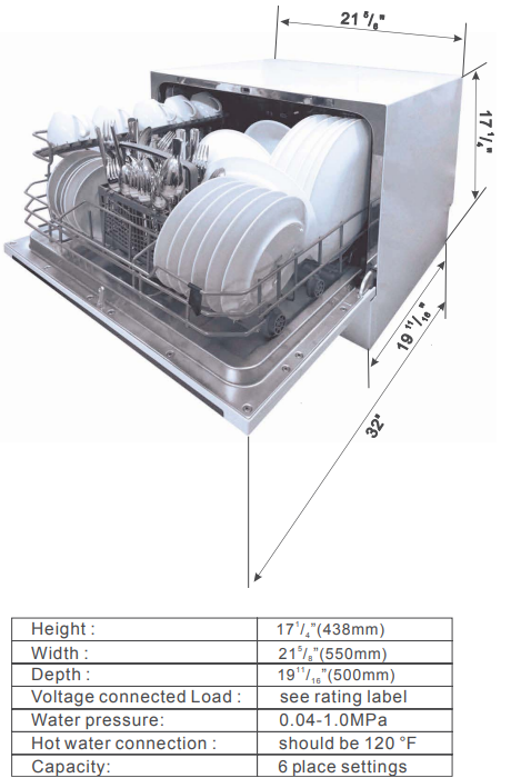 COMFEE CDC22P1BBB Countertop Dishwasher 22