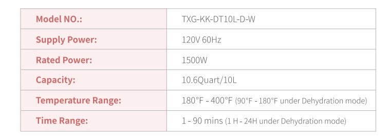 CROWNFUL TXG-KK-DT10L Smart Air Fryer Oven 11