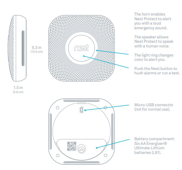 Google Nest Protect Smoke and Carbon Monoxide Detector Alarm 2