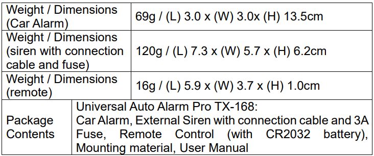 Technaxx TX-168 Alarm System for Cars 8