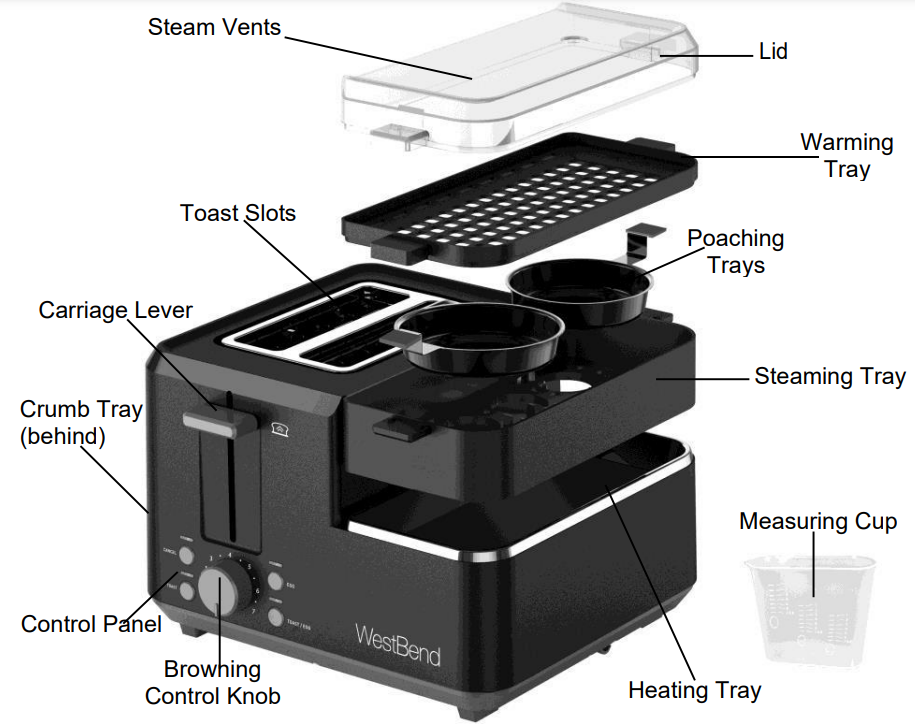 West Bend 78500 2-Slice Toaster Breakfast Station 1