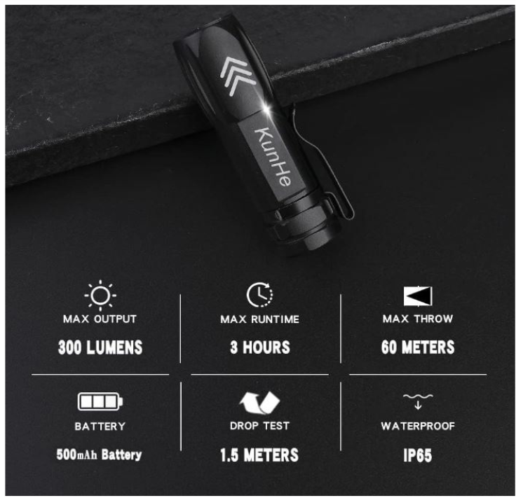 KunHe KH-003 USB Rechargeable Flashlight 3