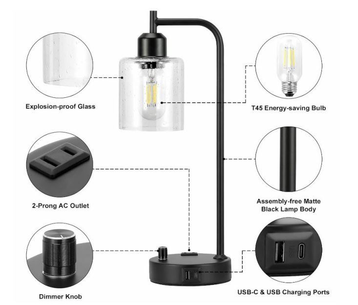 ‎Innqoo ‎2-1 Industrial Rotary Table Lamps 2