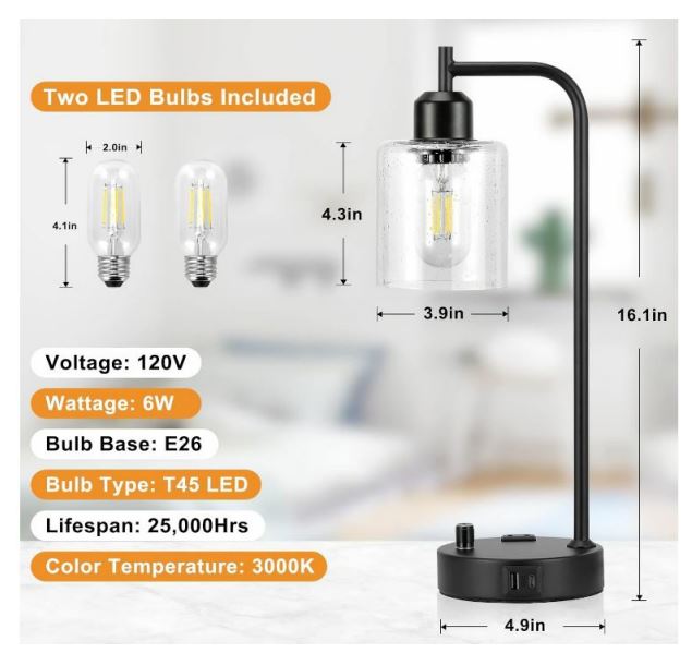 ‎Innqoo ‎2-1 Industrial Rotary Table Lamps 7